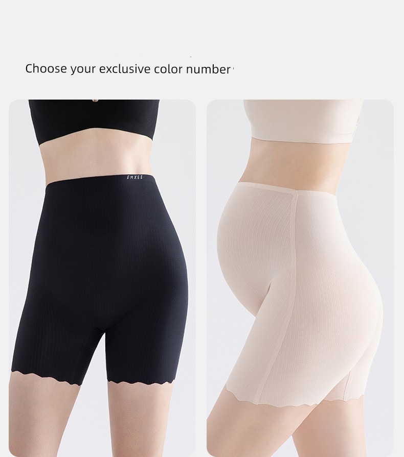 Manxi Maternity 2-in-1 Safety Shorts Anti-Exposure Underwear Low and High Waist Leggings Spring/Summer Thin Ice Silk Shorts — 23