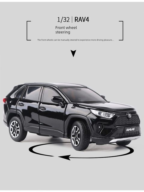 Simulation JKM 1/32 Toyota RAV4 Rongfang alloy car model sound and light steering shock absorption model boy toy car