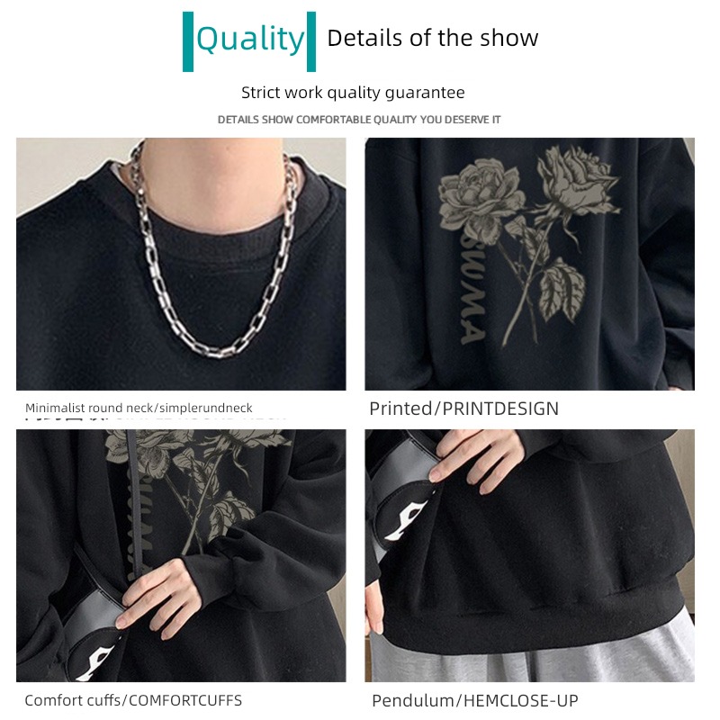 autumn ins Retro Ruffian handsome easy thickening Sweater