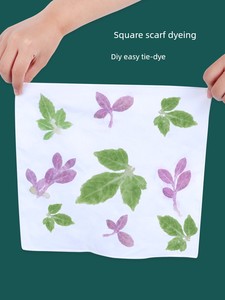 Tie-Dye Wax Dye Plant Dye Rubbing Dye Pure Cotton White Cloth Small Square Scarf Handmade DIY Fabric Tie-Dye Scarf Kinde