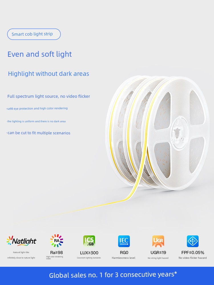 Moonlight High-Brightness Eye-Protection Cob Low-Voltage Light Strip 24V for Home Living Room Ceiling Groove Linear Led Light Strip
