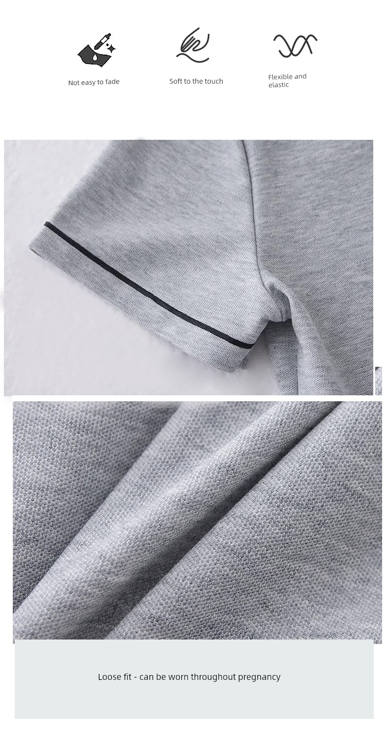 American Fisher Pregnant Women Dress Summer Plus Size Loose Polo Collar Tops Small Short Sleeve New Arrival Maternity — 17