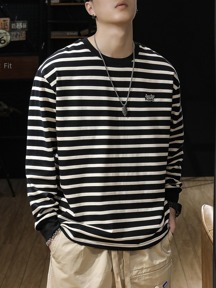 Pounds 320g stripe Big size spring and autumn Long sleeve T-shirt