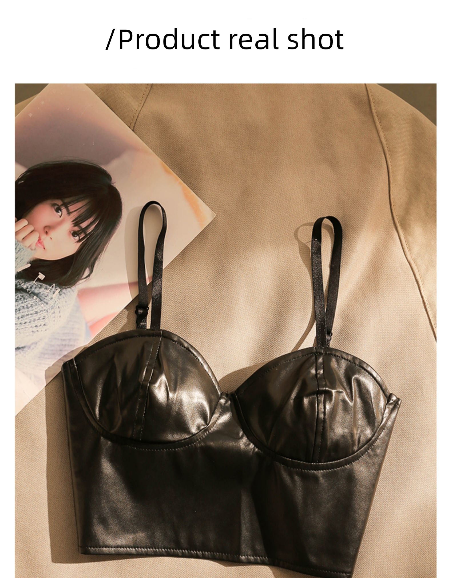 PU skin suit Self-cultivation Show thin Sleeveless jacket camisole