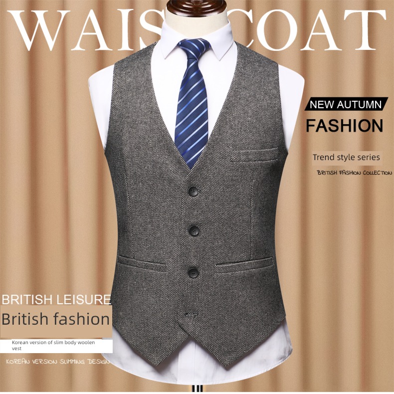 Autumn and winter Wool Inner lap handsome man 's suit Vest
