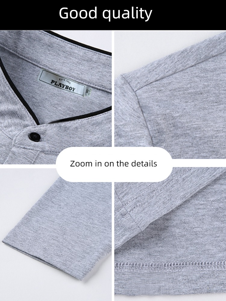 dandy man leisure time stand collar Long sleeve T-shirt
