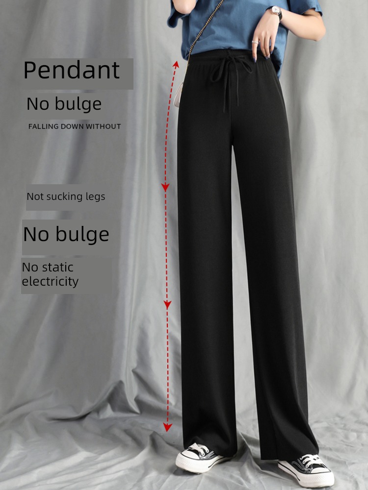 Ice silk High waist Sagging sensation Chiffon leisure time Thin money Wide leg pants