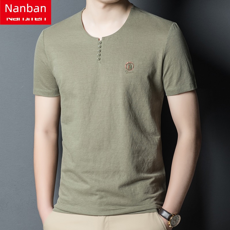 NGGGN man Chinese style Half sleeve Solid color flax