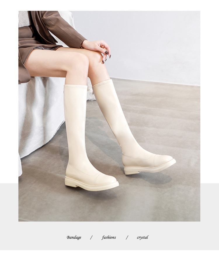 white Below the knee elastic force Show thin little chap Boots