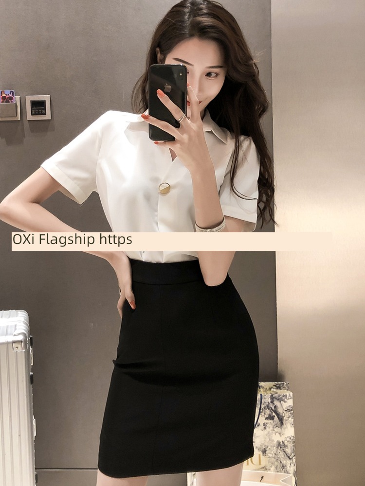 spring and autumn shirt V-neck white Chiffon occupation jacket