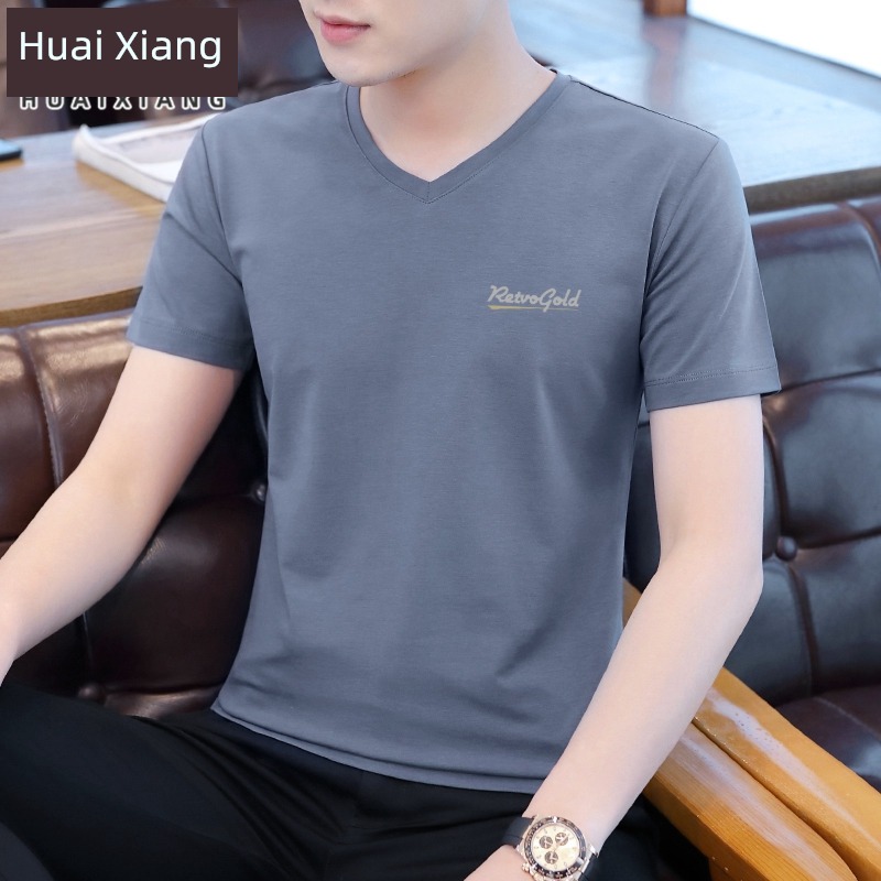 high-end man V-neck Body Put on your clothes Short sleeve T-shirt