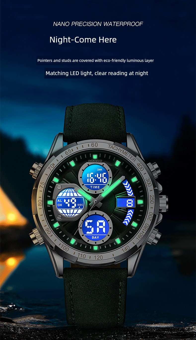 Reloj deportivo Digital resistente al agua para hombre, doble luminoso, mecánico Digital elegante para estudiantes