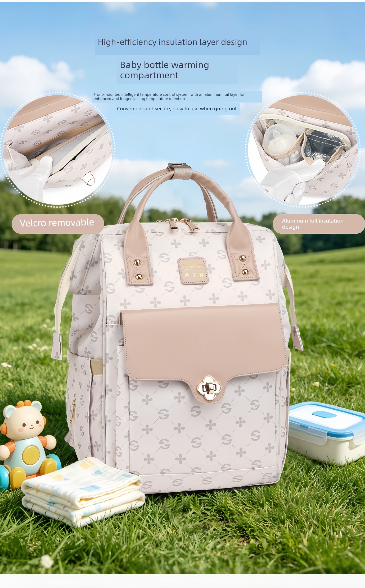 New Fashionable Mommy Bag, Multi-Functional, Large-Capacity, Waterproof Mother-Child Backpack, Lightweight Bag for Moms to Carry When Going Out with Their — 7