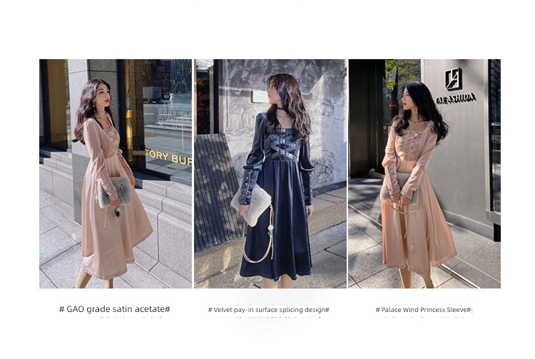 JZ Craftsman velvet Autumn and winter Women's wear domineering lady Dress