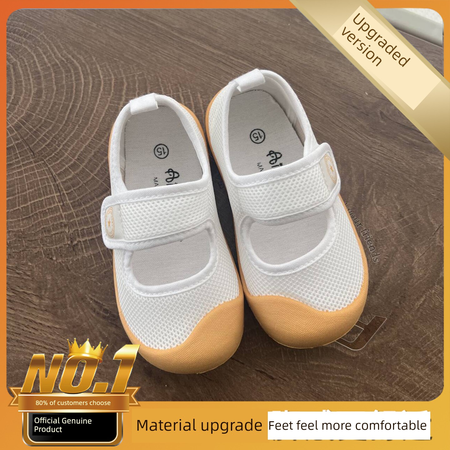 Kindergarten Indoor Shoes for Girls 2026 New Breathable Low-Top Soft-Soled Non-Slip Versatile Magic Tape White Shoes — 4