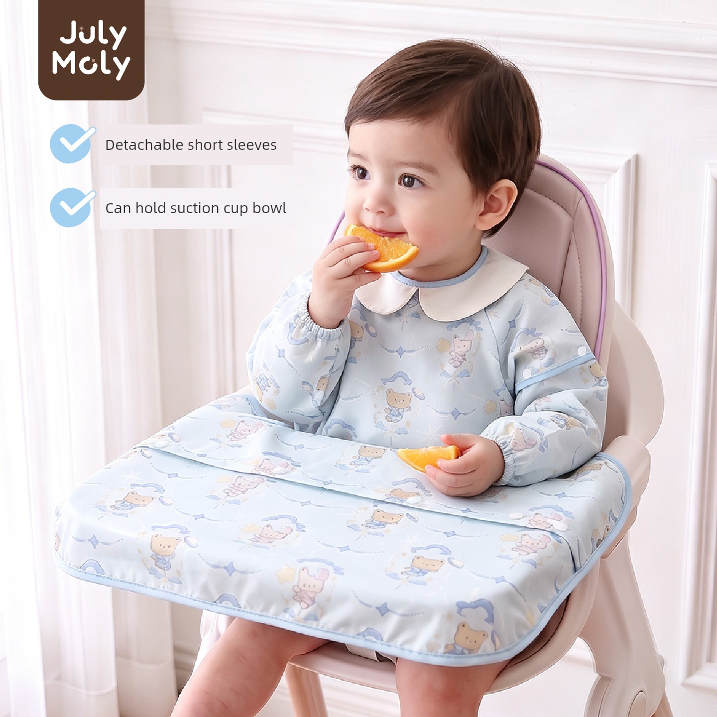 Julymoly All-In-One Dining Chair Cover Baby Feeding Bib Infant Food Bib Waterproof Children's Apron — 6