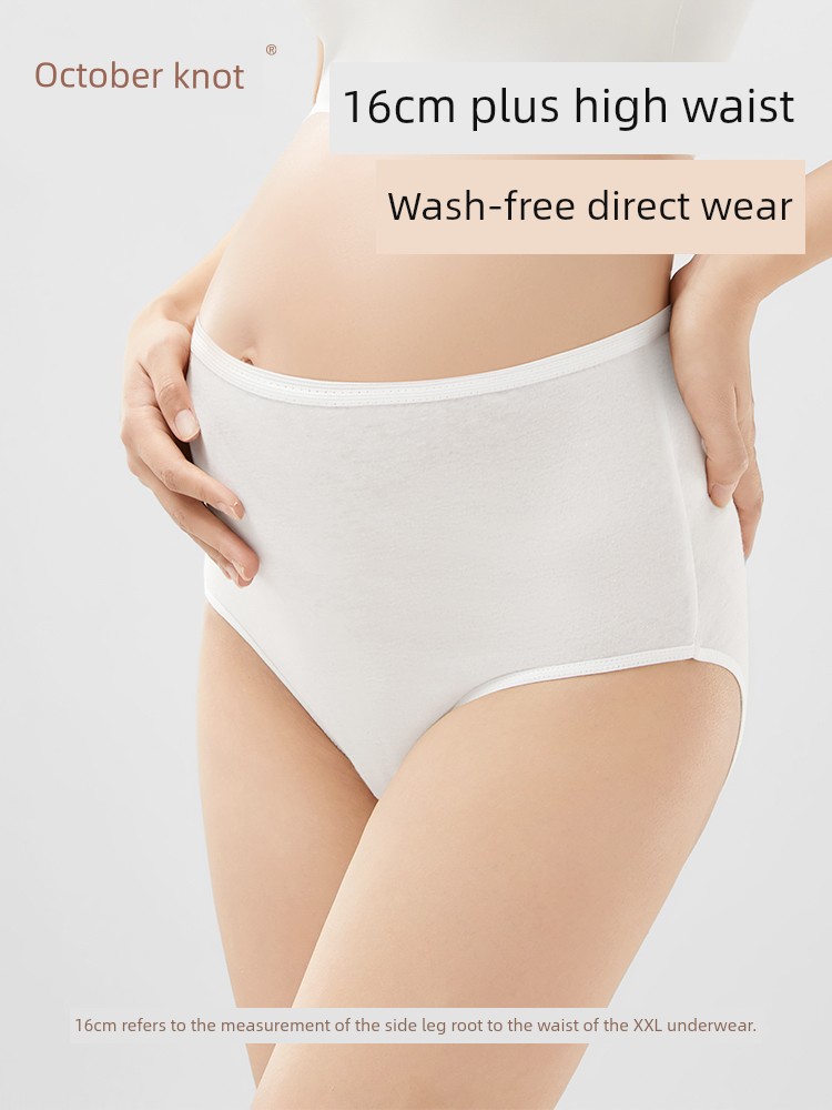 October Crystalline Disposable Underwear for Pregnant Women High Waist Pure Cotton Postpartum Underwear Maternity Travel Confinement Women's Underwear