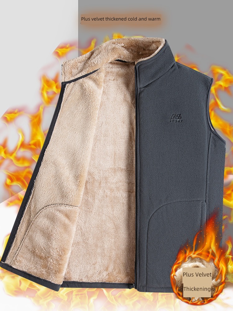 Middle aged and old people grandpa Autumn and winter dad Fleece Vest