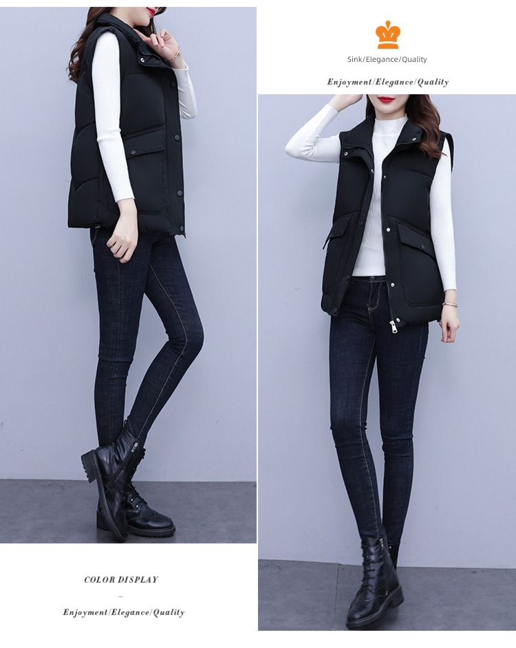 stand collar fashionable Sleeveless waistcoat have cash less than that is registered in the accounts Down cotton Vest