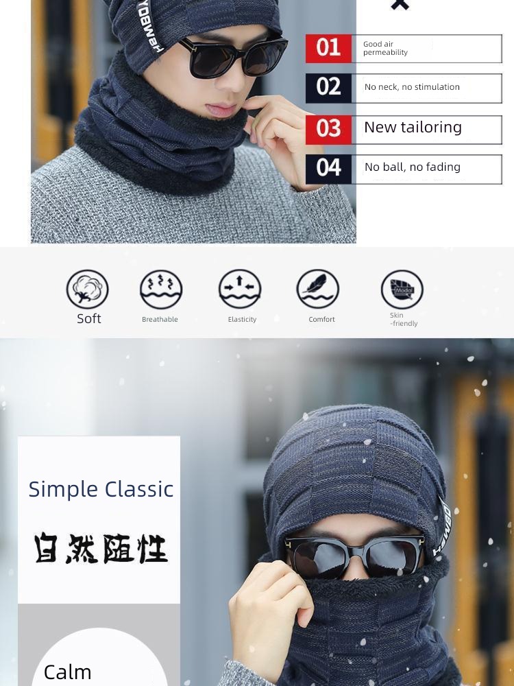 man winter Korean version Plush Cold wind prevention Wool Hat