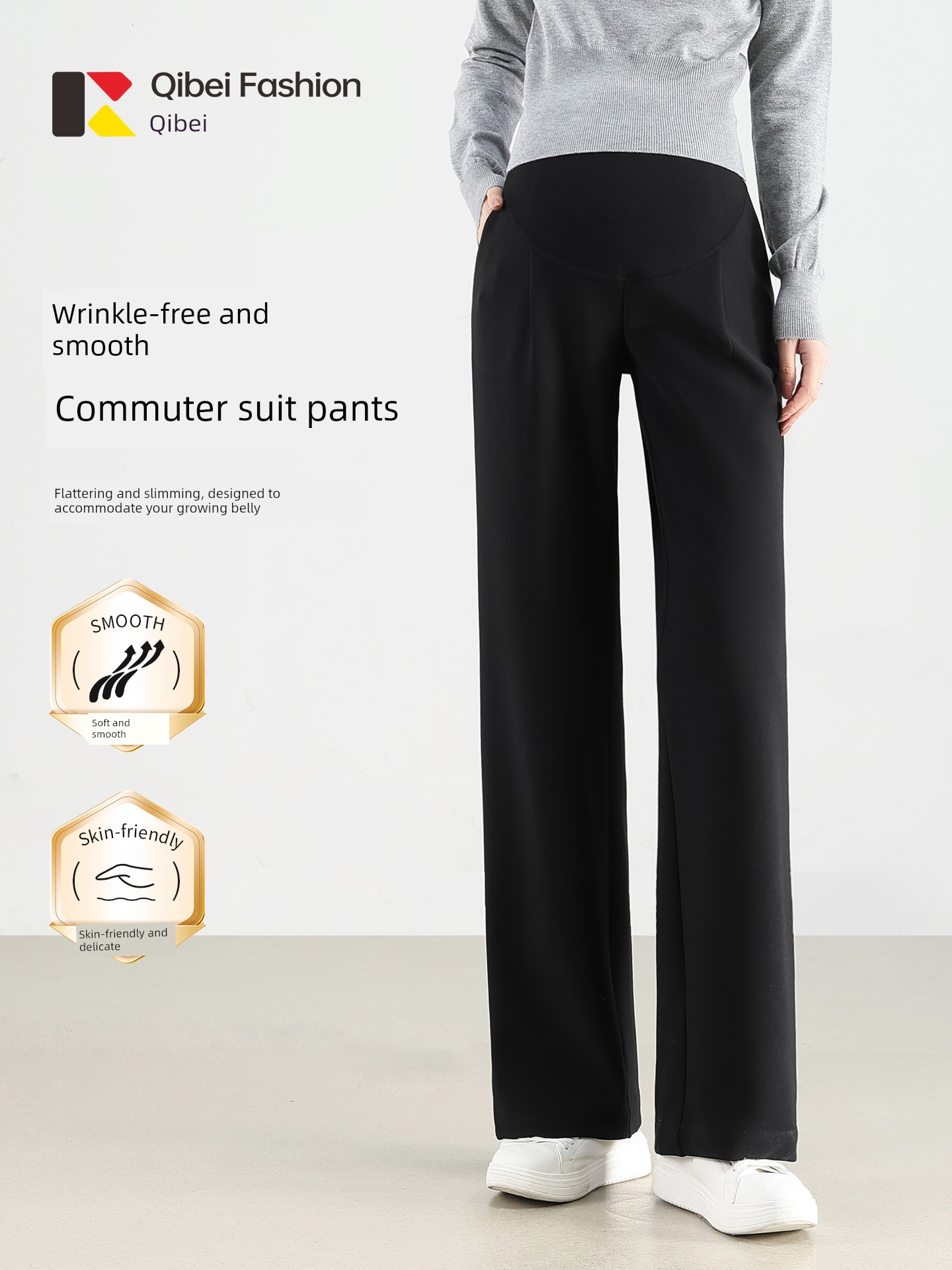 Qibei Maternity Pants 2026 Spring and Autumn New Style, Large Size, Loose Fit, Non-Tightening at the Belly, Versatile Straight-Leg Pants for Autumn