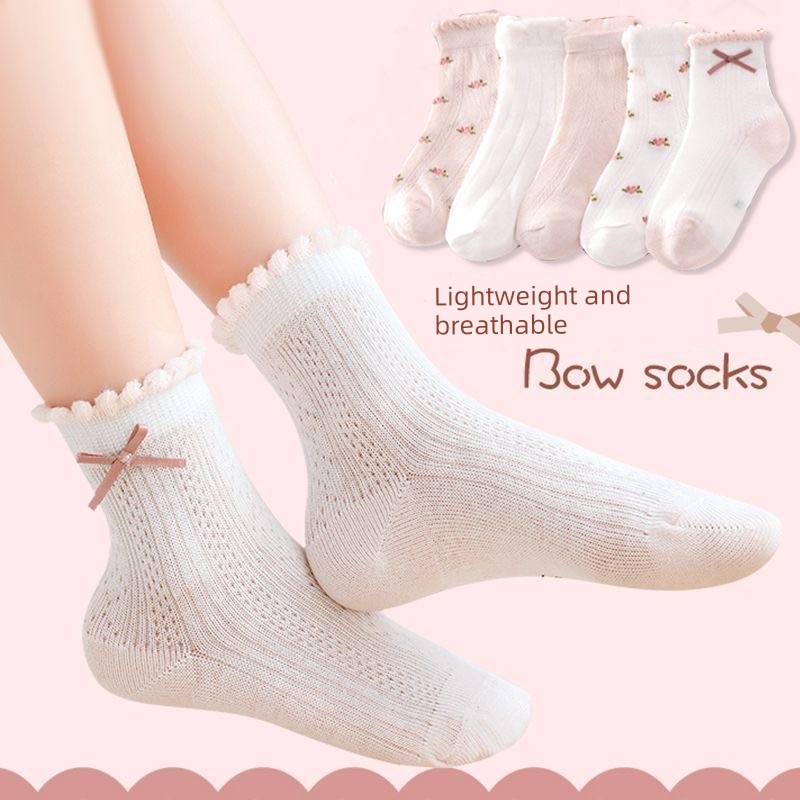 Girls' Socks Summer Thin Mesh Breathable Children's Short Socks Girls Summer Cartoon Cute Princess Versatile Socks