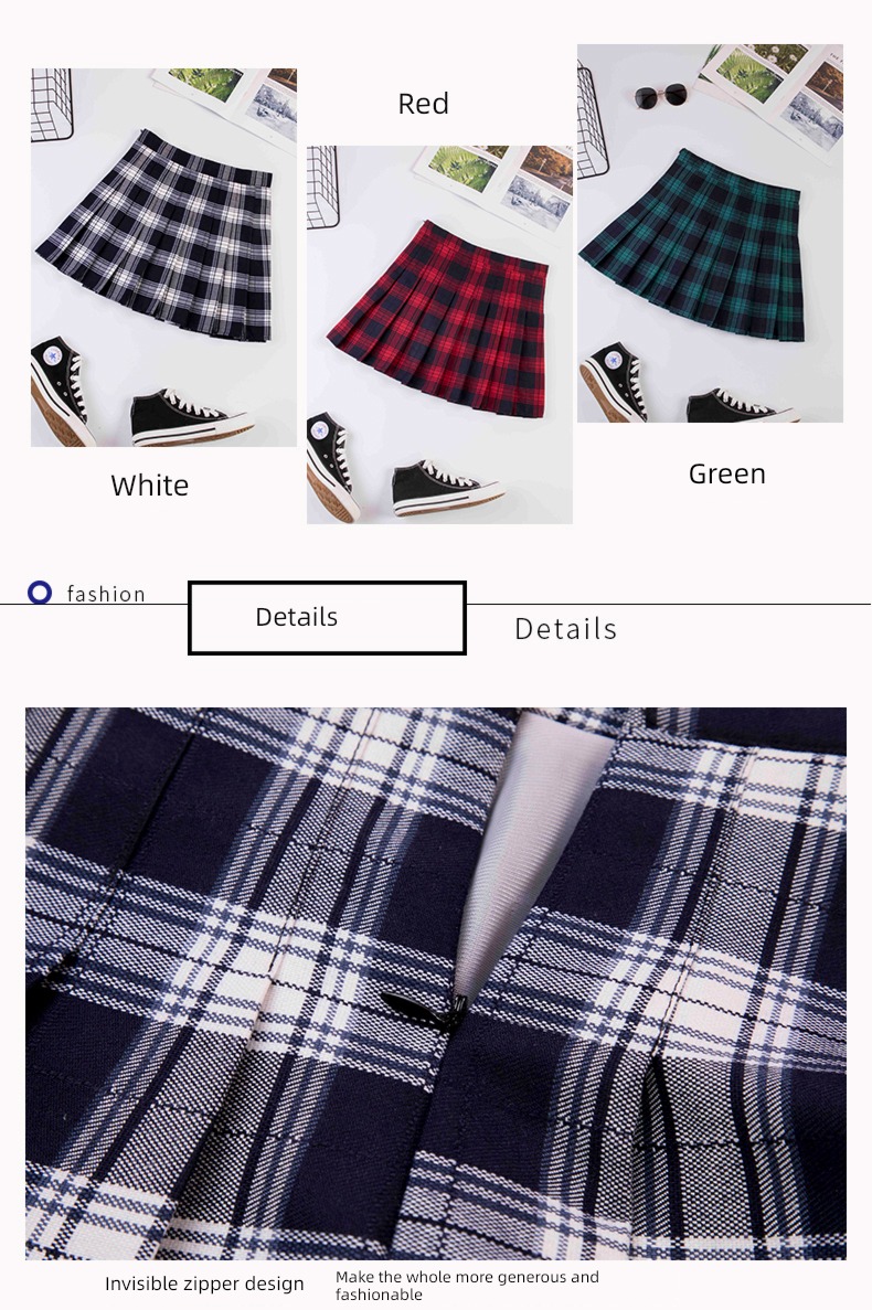 gules lattice female Autumn and winter Korean style have cash less than that is registered in the accounts Pleated skirt