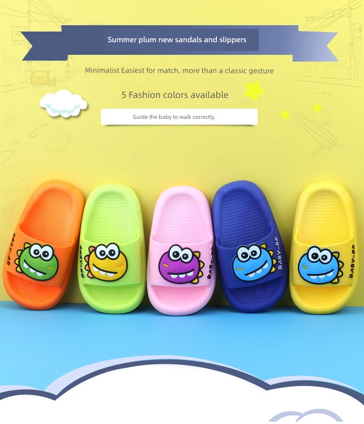 Boys' Baby Slippers, Indoor Slippers for Children Aged 1.5 Years, Non-Slip Slippers for 3-6 Year Old Girls, Cartoon Dinosaur Home Slippers — 4