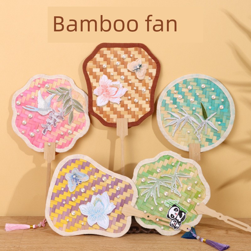 Mother's Day Traditional Handmade Bamboo Fan DIY Kit for Children, Gradient Bamboo Fan, Bamboo Strips, Bamboo Slats