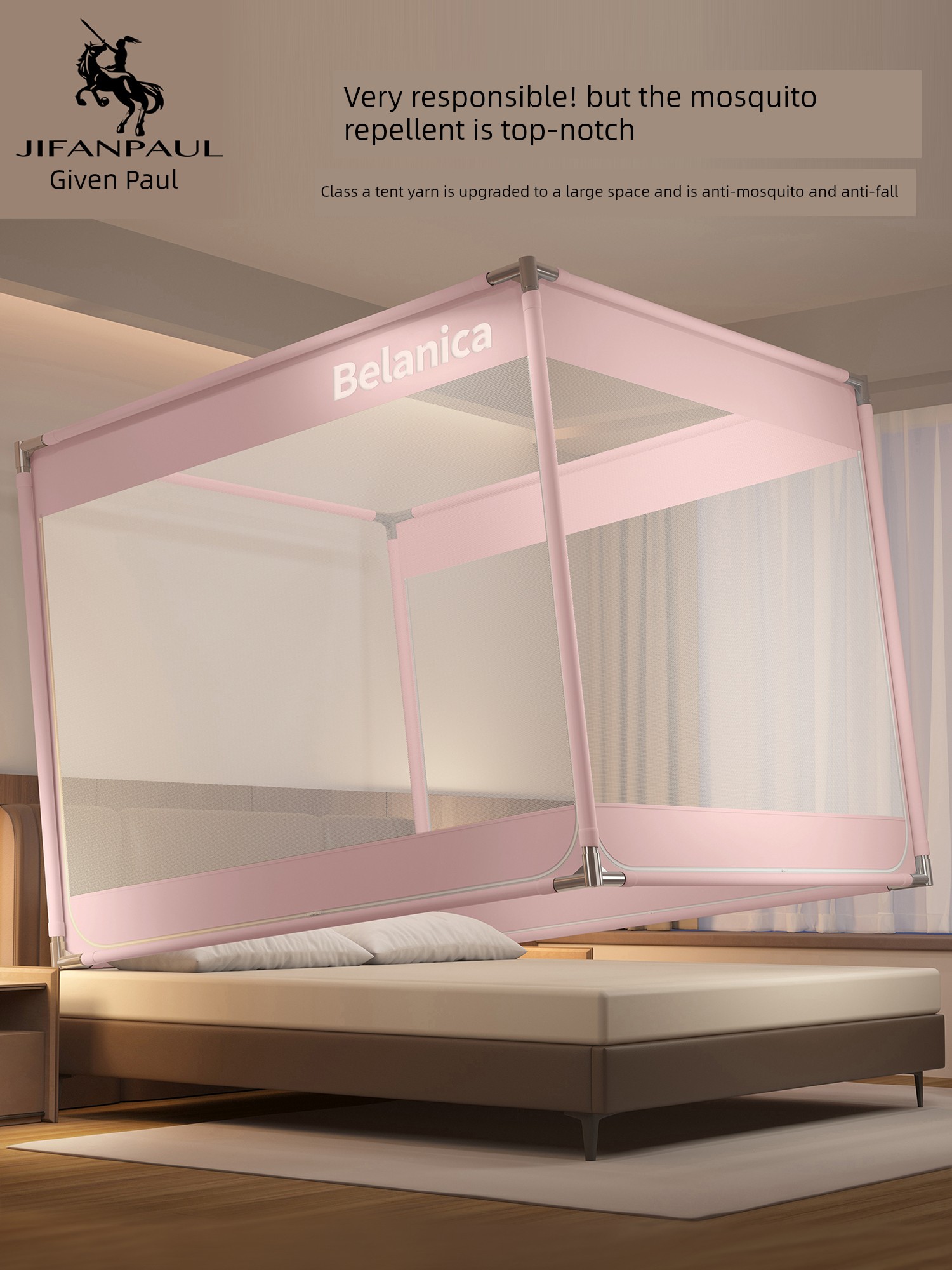 No-Installation Yurt-Style Protective Fence for Home Use, Bedroom Fence, Double Bed Mosquito Net, Anti-Fall Net, Dustproof Indoor Baby Net