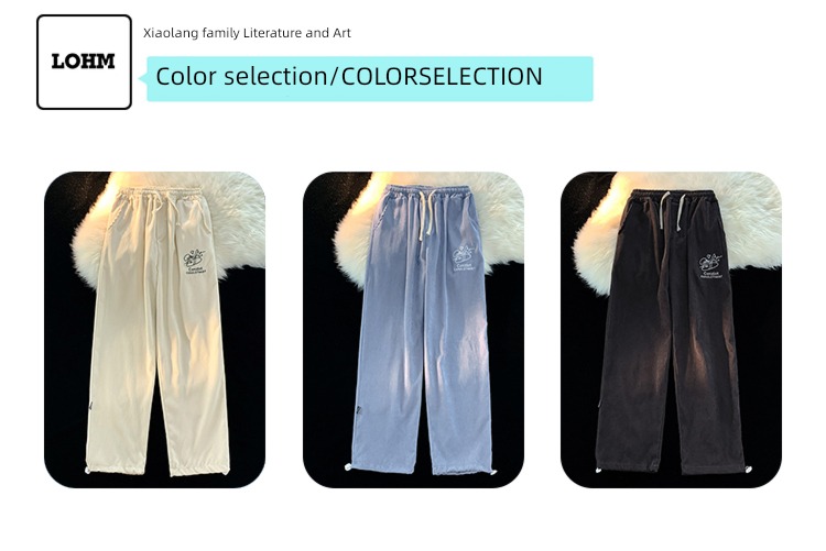 Autumn and winter corduroy Falling feeling Embroidery Broad leg Casual pants