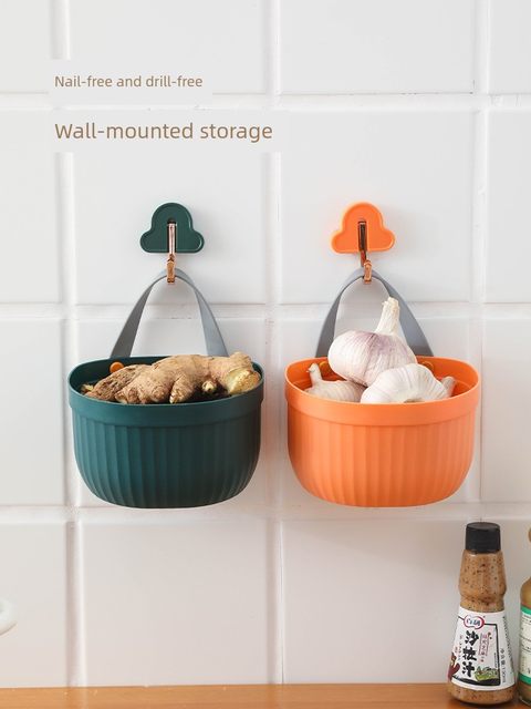 Kitchen onion, ginger and garlic storage basket small hanging basket storage rack bathroom hanging basket bathroom bedside hanging storage basket