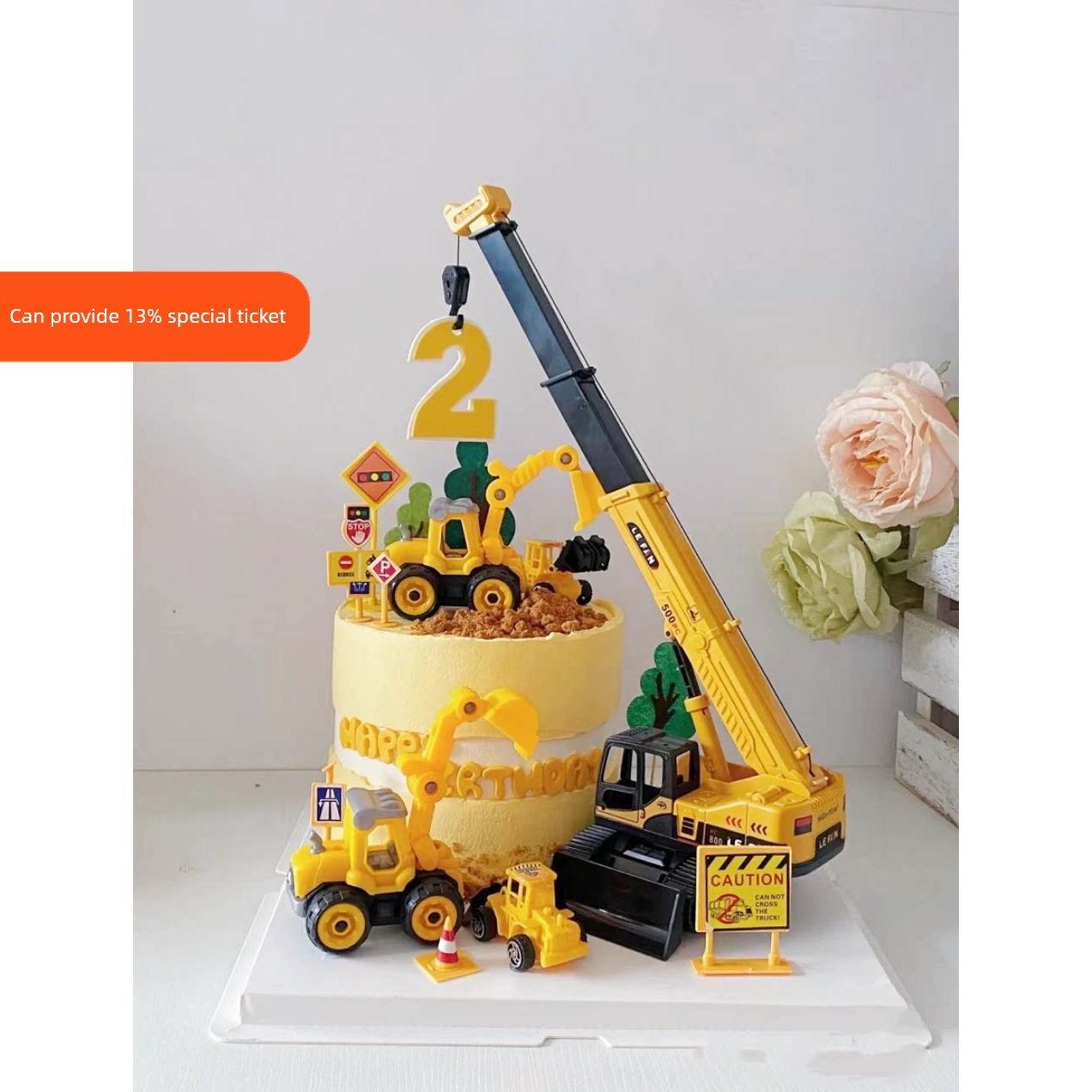 Crane Excavator for Children and Kids Birthday Cake Decorations