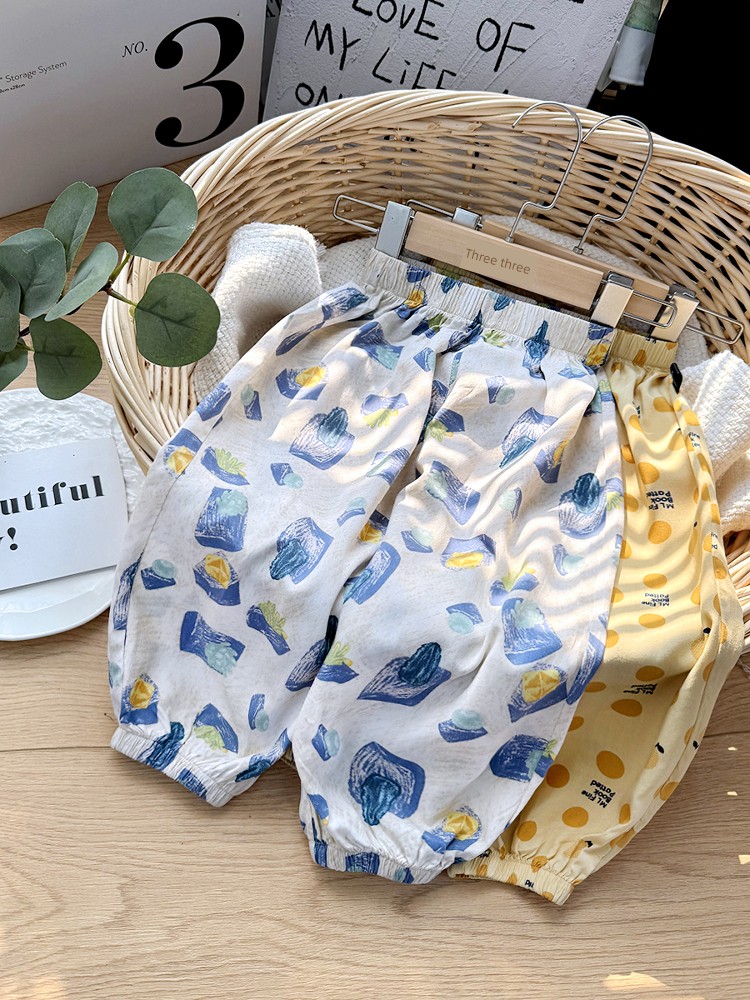 Baby Cotton Silk Anti Mosquito Pants Summer Thin Boys' Summer Pants 1-3 Years Old Baby Pants Female Kids Sun-Proof Trousers — 4