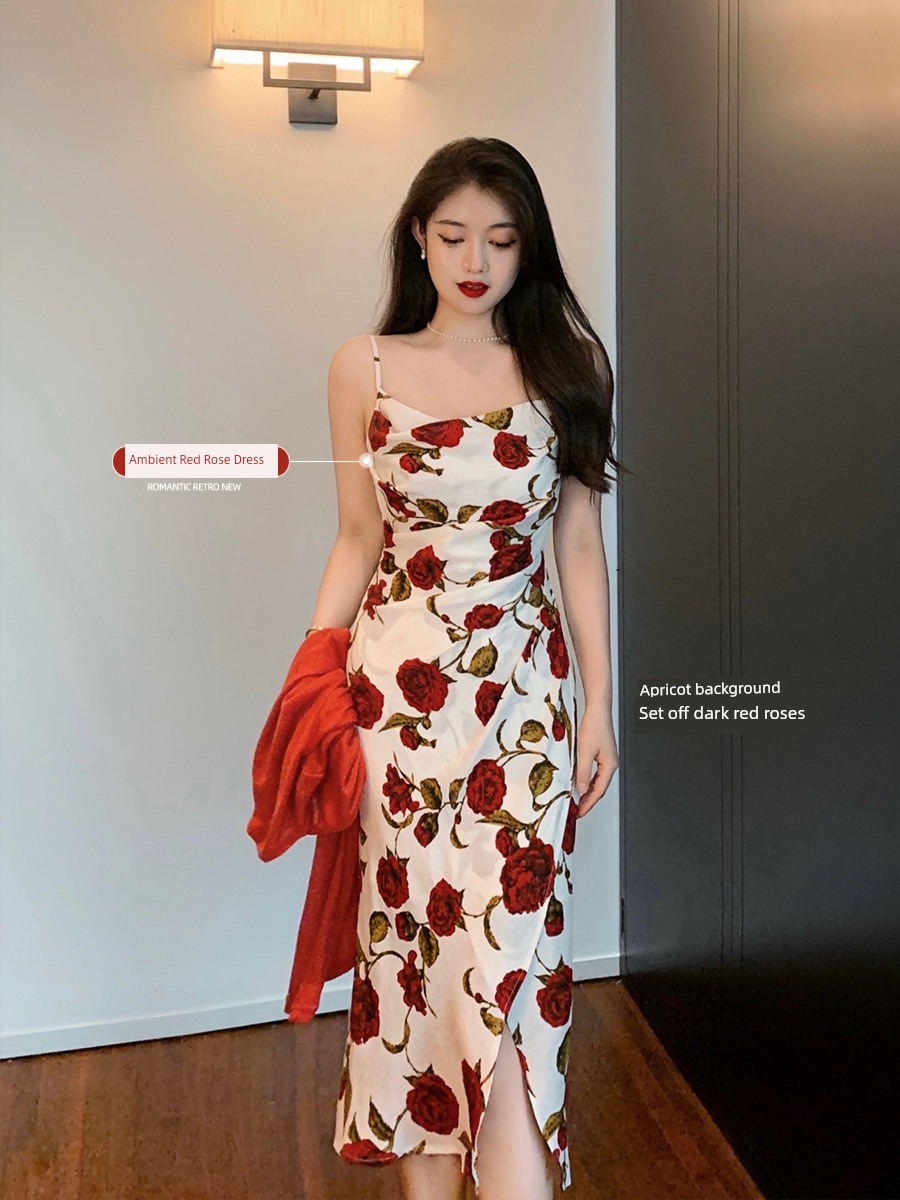 Forest sound of birds chirping Dangling collar female gules Wear out Self-cultivation braces skirt