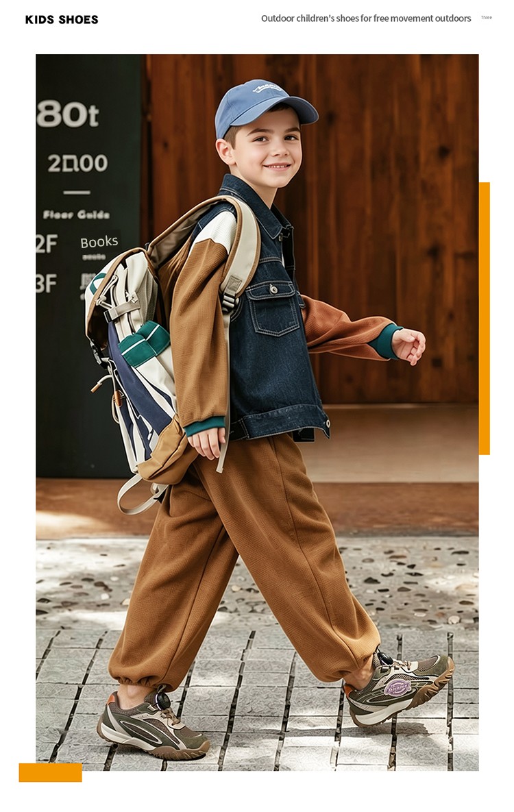 Dickies Kidsren's Outdoor Hiking Shoes New Autumn Breathable Kidsren's Shoes Knob Buckle Sports Shoes Versatile Casual Shoes — 4