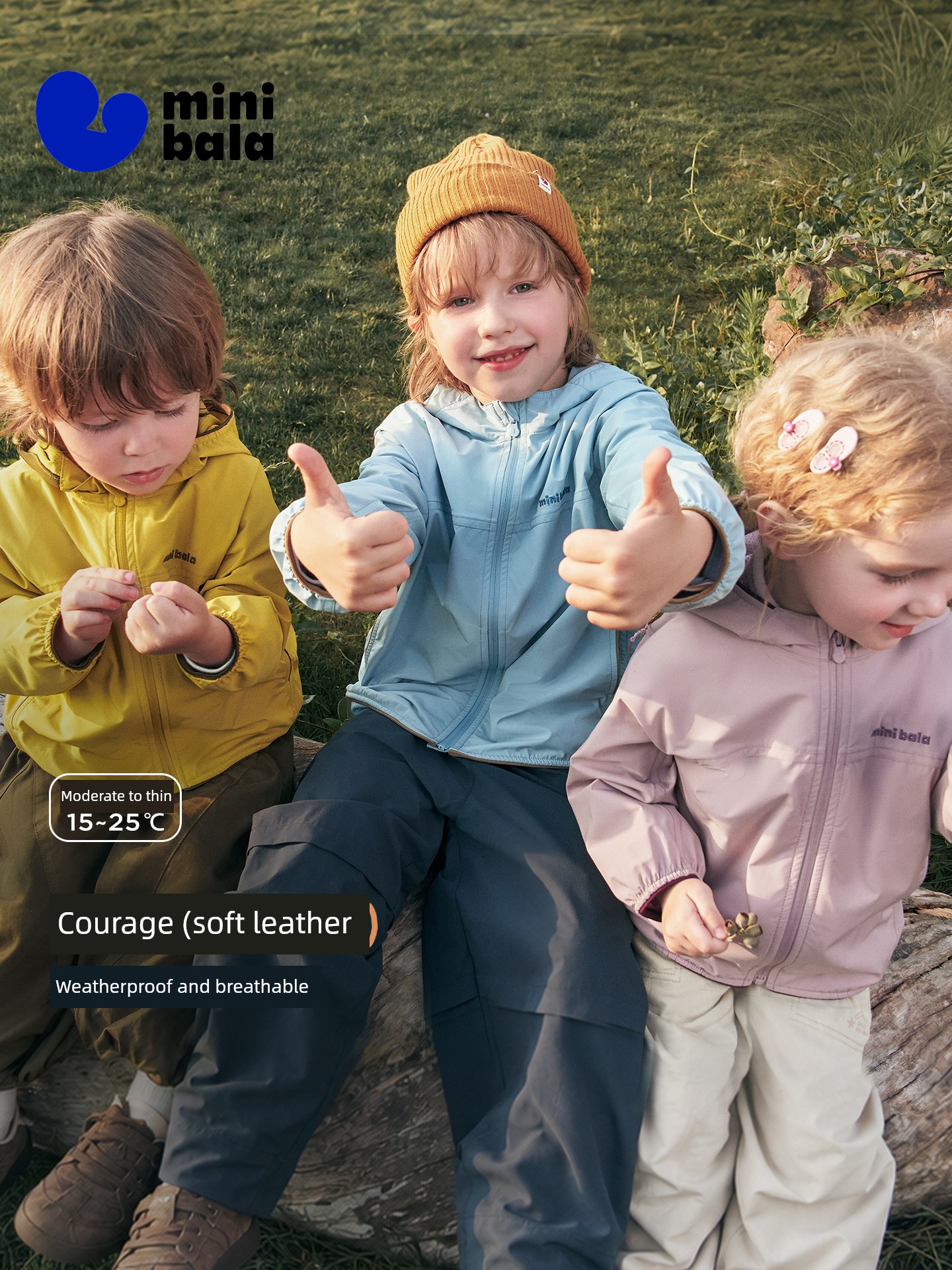 [Soft Leather] Mini Bala Children's Water-Repellent Protective Jacket for Boys and Girls, Class a Outdoor Top, Fall 2026