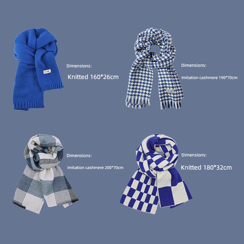Klein girl student winter Versatile Whitening lattice scarf