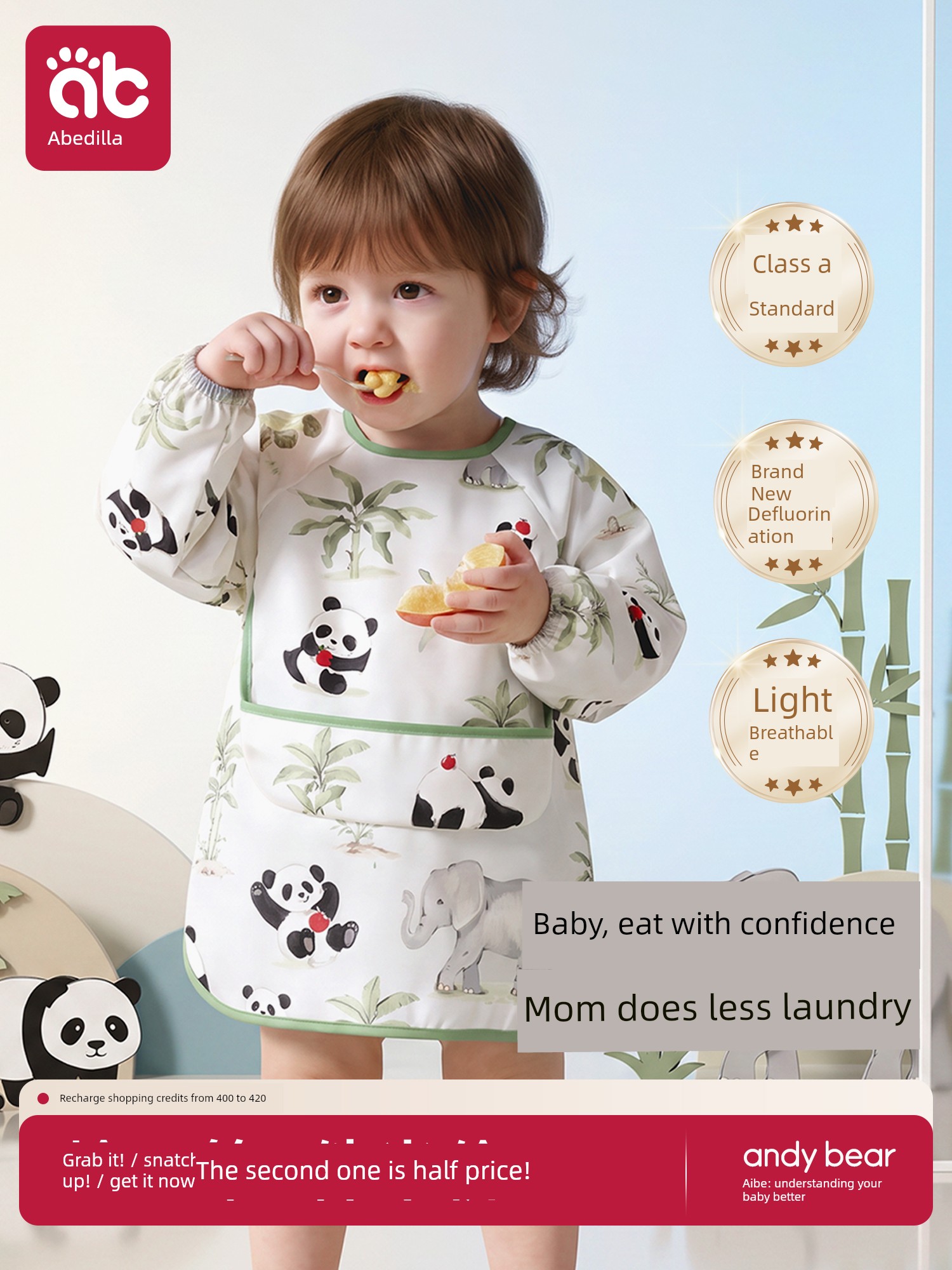 Baby Eating Smock Bib for Boys, Food Bib for Children over 3 Years Old, Waterproof and Stain-Resistant for Kindergarten Girls