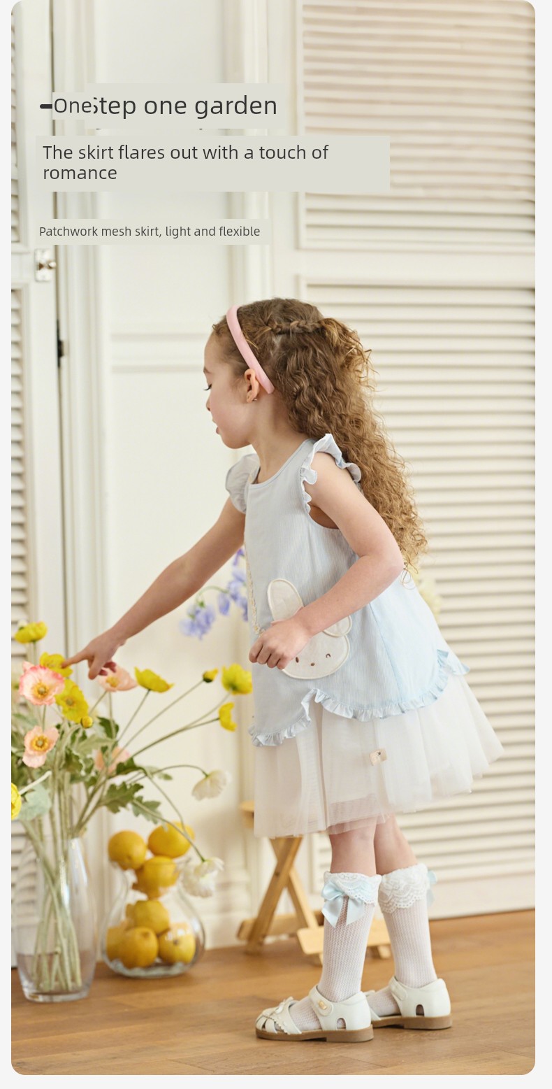 David Bella Girls' Summer Dress New Style Lyocell Cool Gauze Skirt Blue Princess Dress Baby Girl Dress — 7