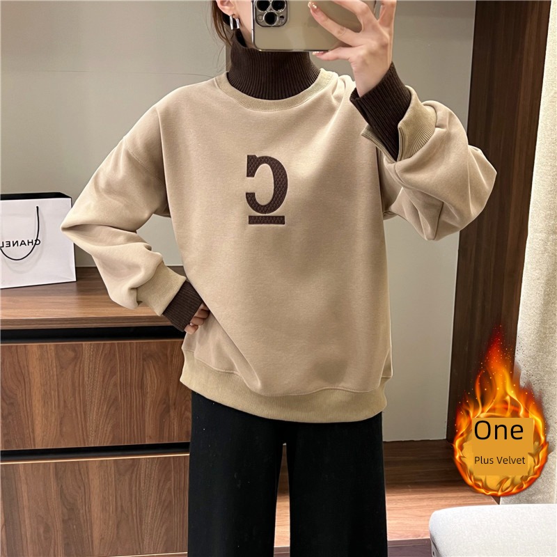 fashion winter ma'am High collar Plush Lazy wind Sweater