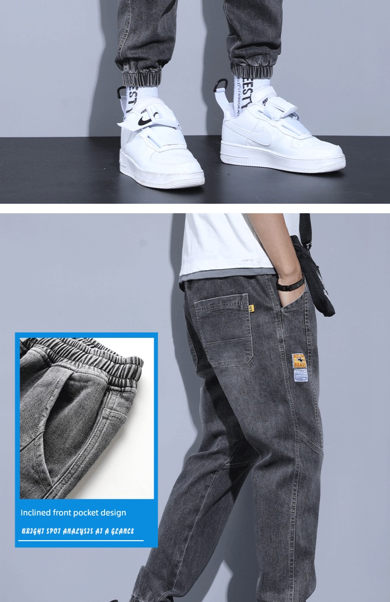 Senma autumn work clothes schoolboy Nine points Denim pants