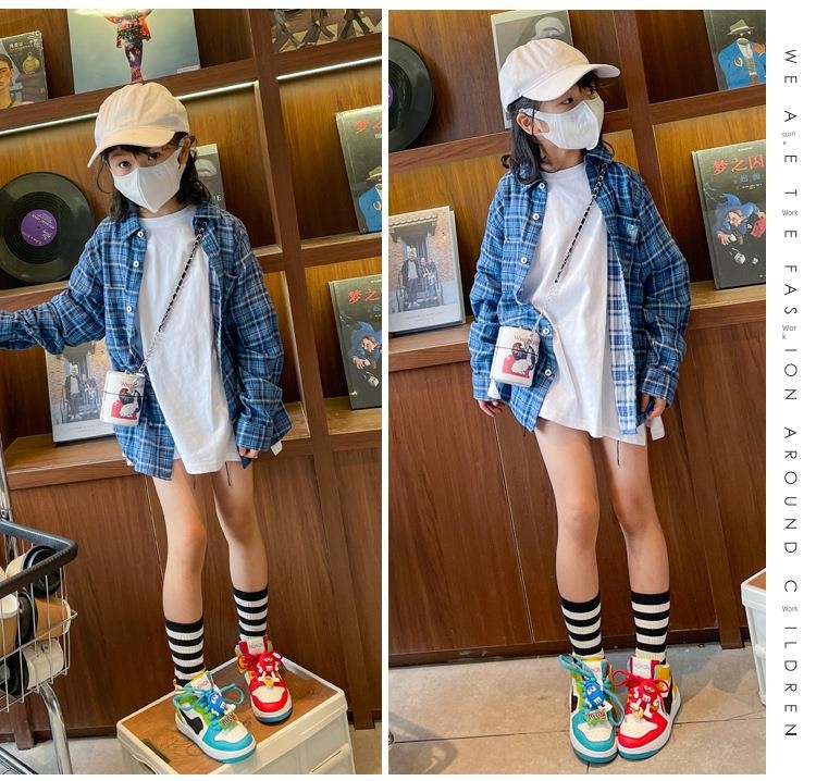 Abc Girls' M&M Sneakers Genuine Leather Children's Shoes 2026 Spring and Autumn Models Boys' High-Top Sports Shoes Elementary School Students' Sneakers — 8