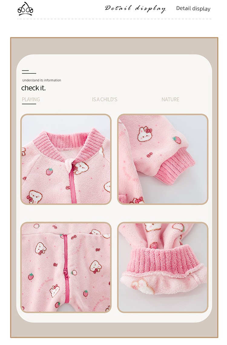 Children's One-Piece Pajamas, Autumn and Winter Fleece-Lined Girls' Flannel Home Clothes, Winter Anti-Kick Quilt, Baby Sleeping Bag — 8