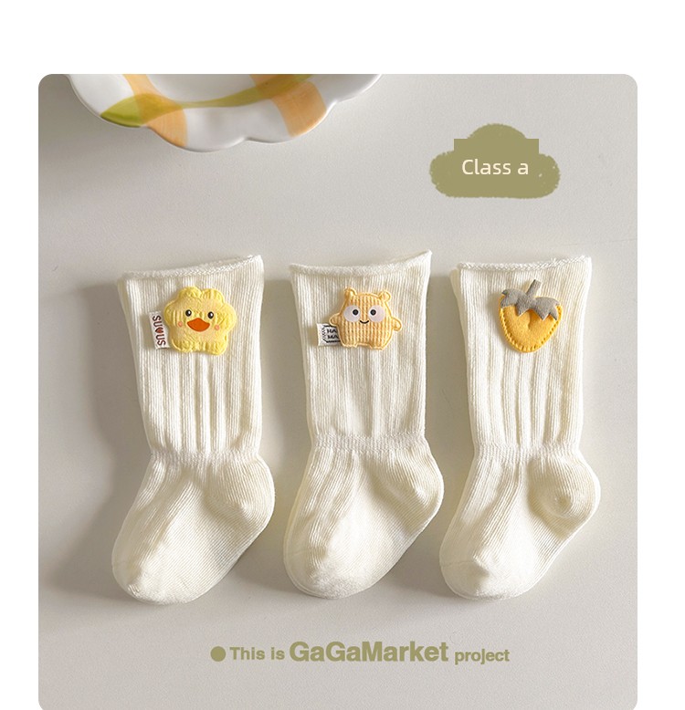 Newborn Baby Socks, Spring, Autumn, and Summer Cotton Socks That Don'T Constrict the Legs, 0-3 Months Baby Socks, White Seamless Mid-Length Socks — 9