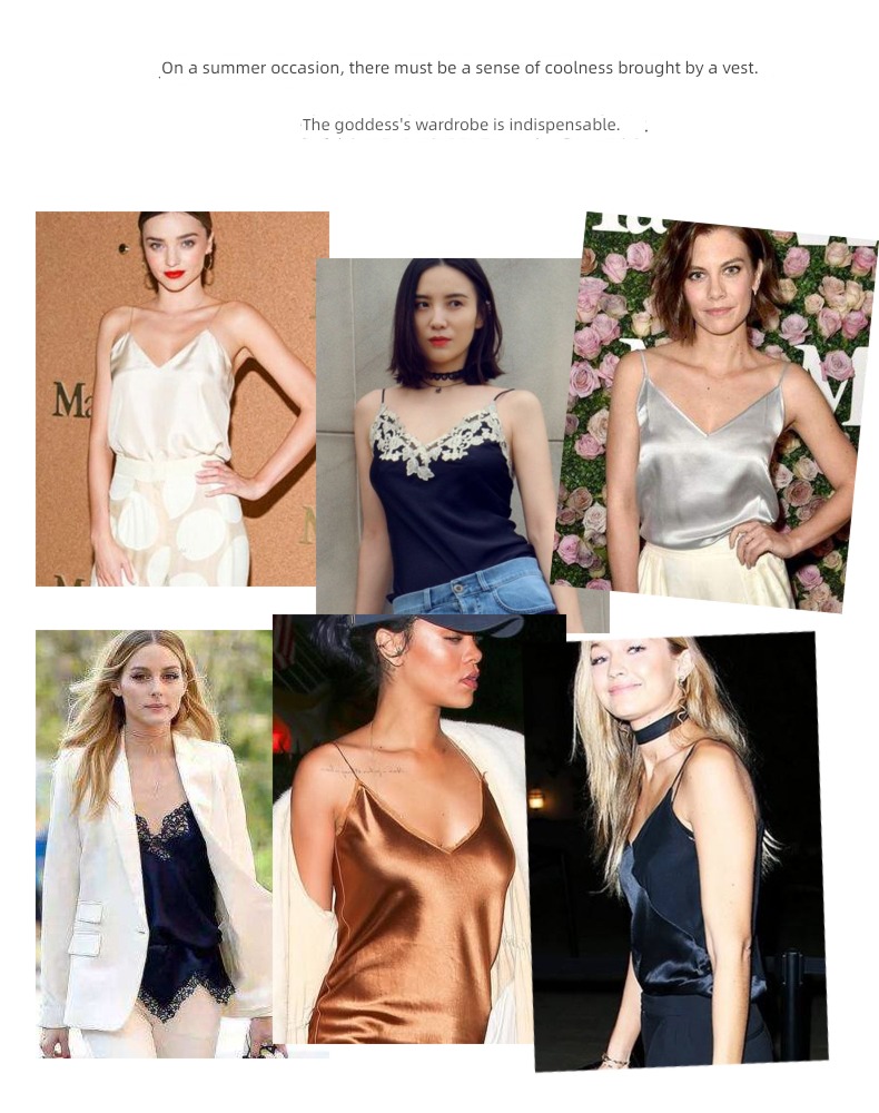 Satin Inner lap V-collar sexy Lay a foundation summer real silk