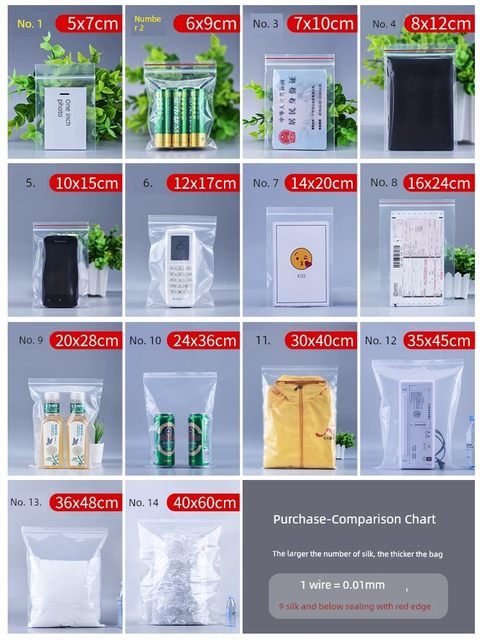 自封袋透明加厚食品包装袋大号分装塑封收纳袋小号pe封口密封袋子
