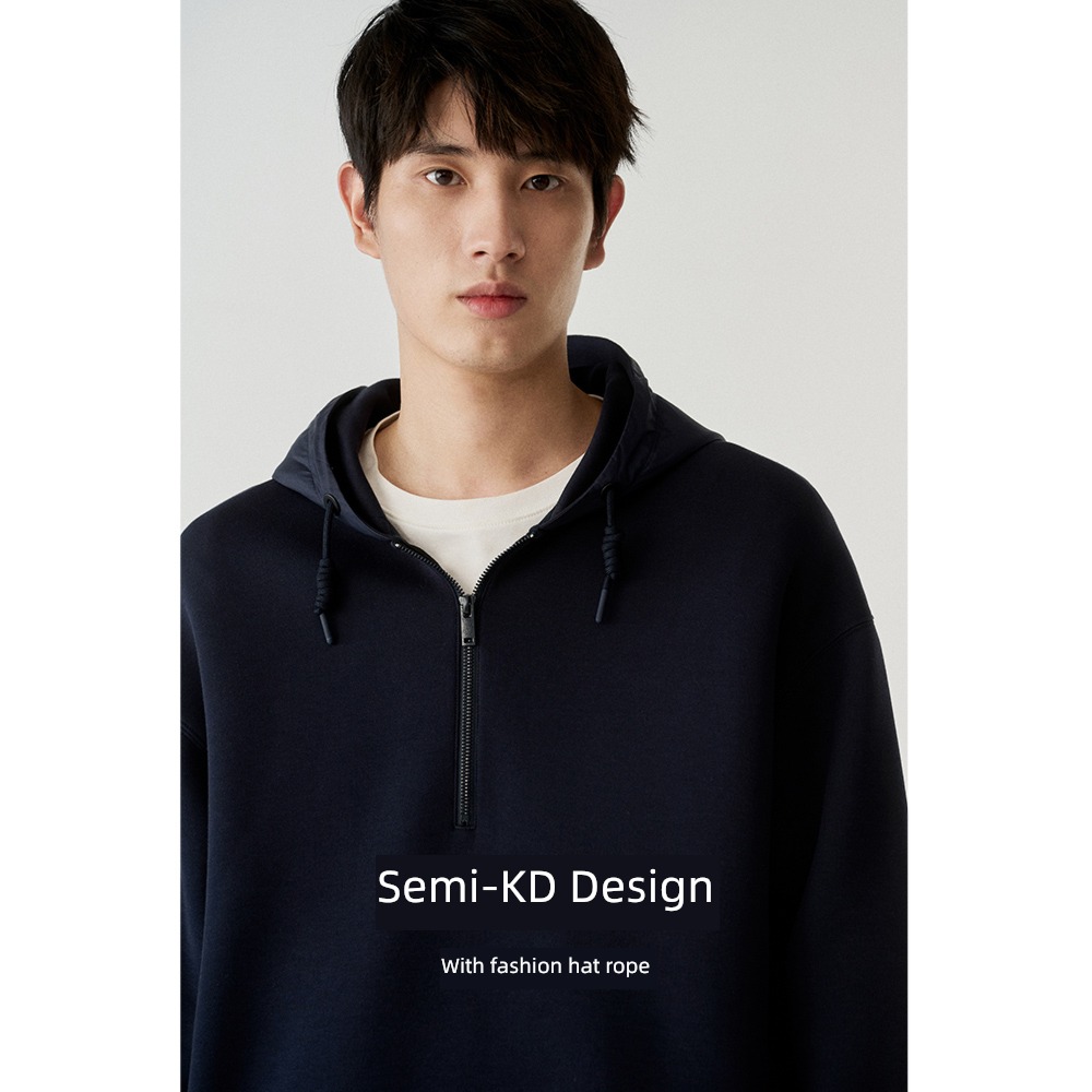 Mr. cotton Half open placket leisure time Spring and Autumn Hooded Sweater