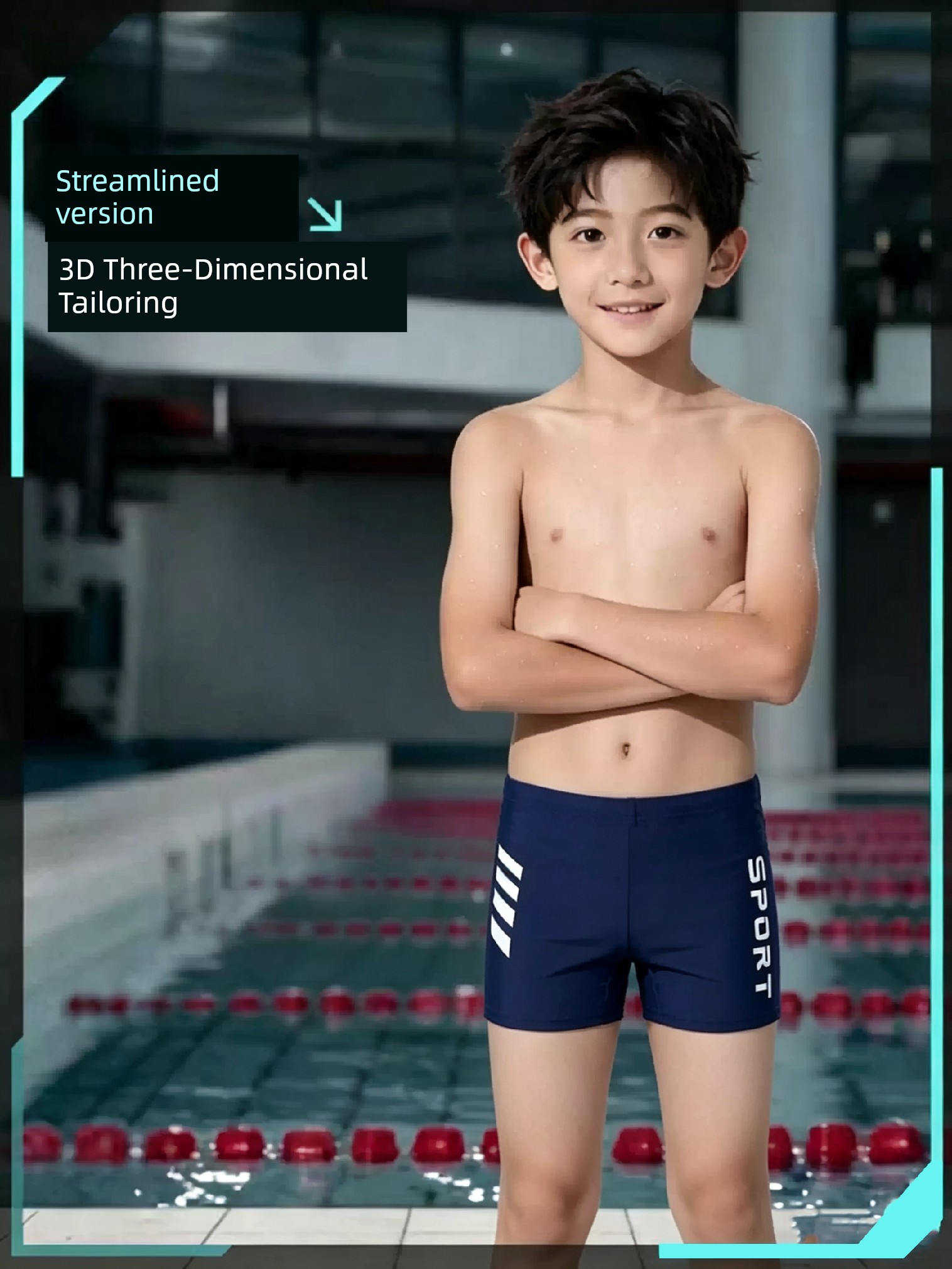Children's Swimming Trunks 2026 New Model Boys' High-Elastic Quick-Dry Professional Training Swimwear for Older Children and Students, Boxer Shorts — 2