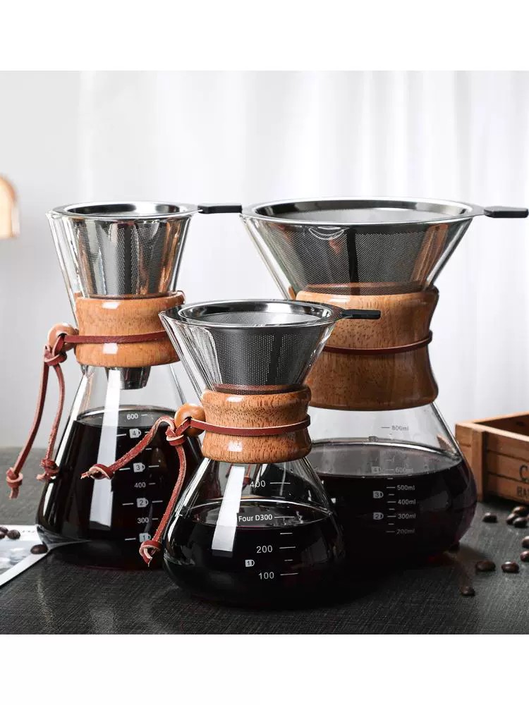 供應高硼矽耐高溫玻璃手沖咖啡壺分享壺 玻璃咖啡壺帶過濾